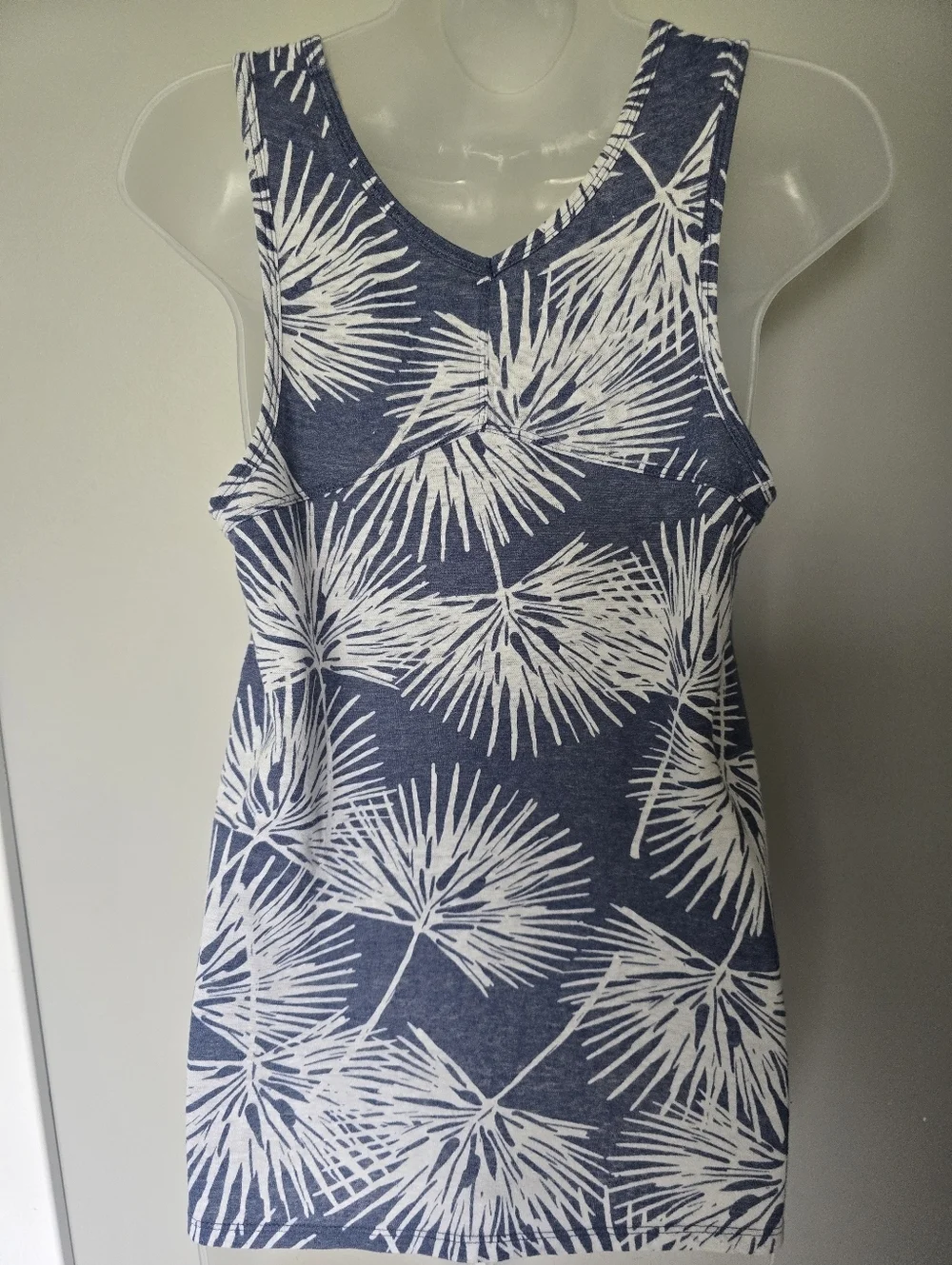 GAP Linen Blend Melange De Lin Racer Back Palm Print Tank Top Small
